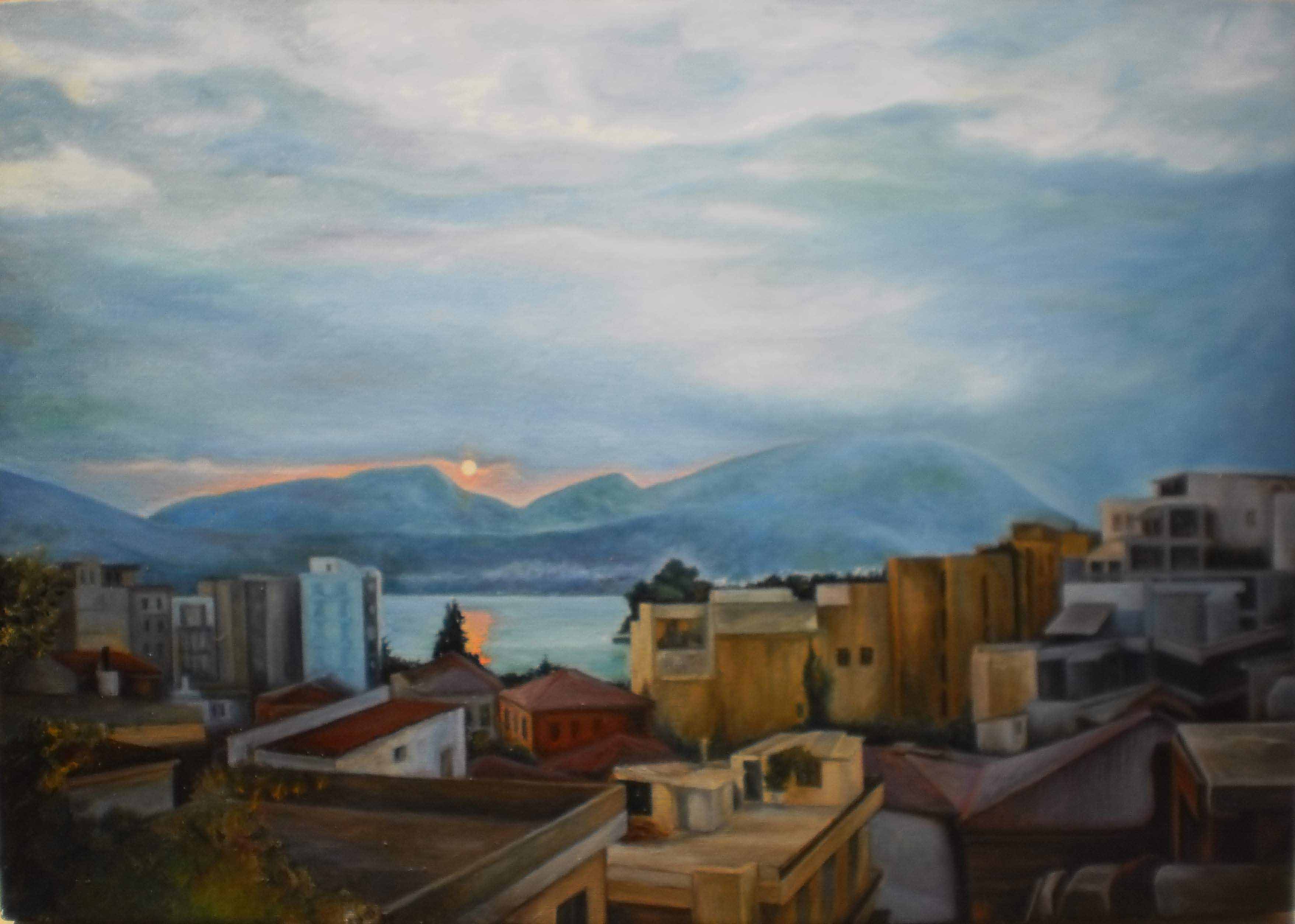 -Sunset at Chalkida Town- Dimensions: 35cm x 50cm